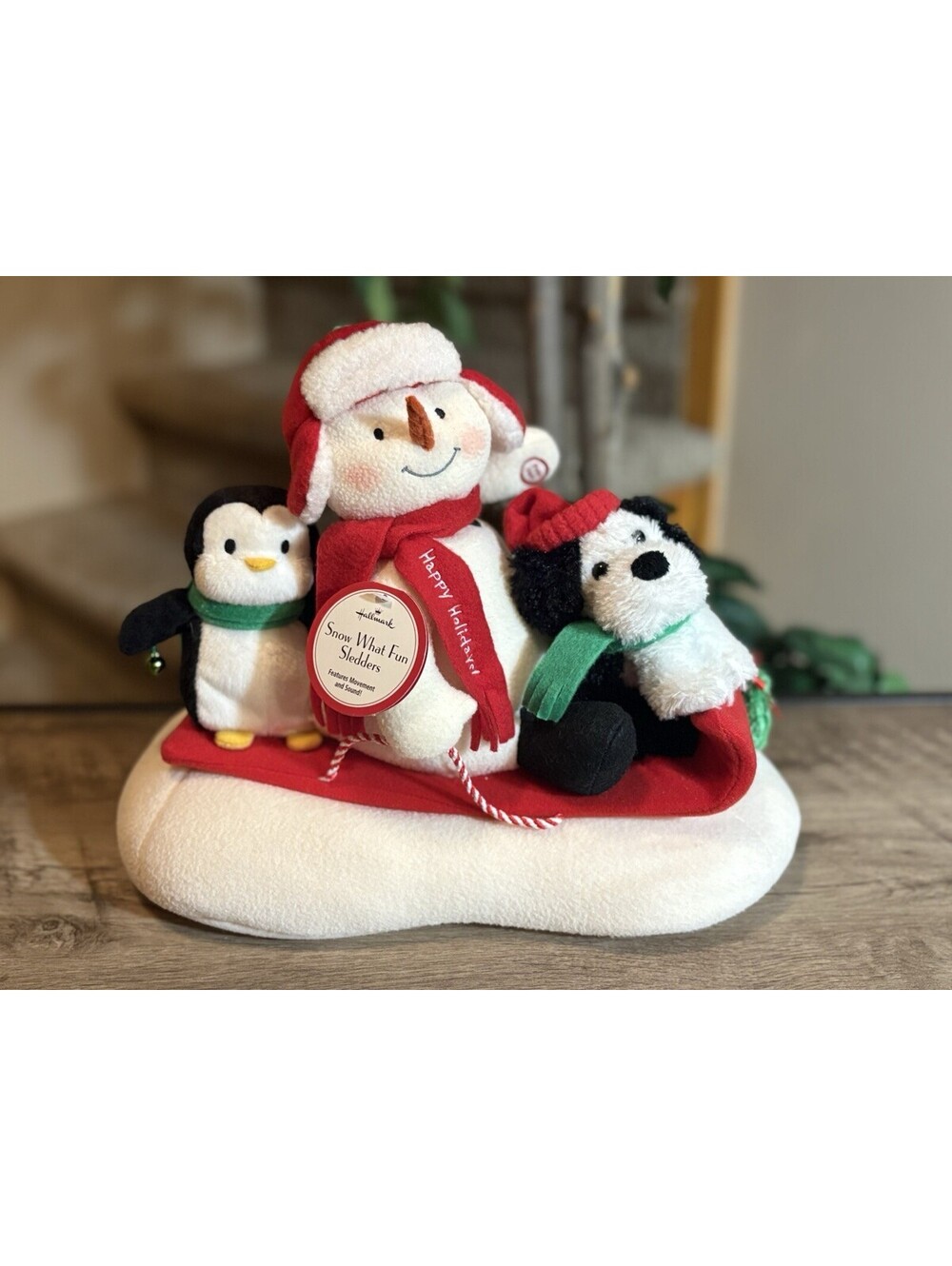 Hallmark JinglePals SNOW WHAT FUN SLEDDERS Animated Snowman Dog Penguin VIDEO